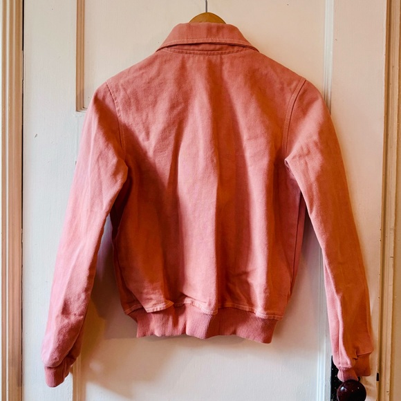 Big Bud Press | Peachy- Pink Bomber Jacket with Embroidered Rose sz SM - Picture 4 of 4